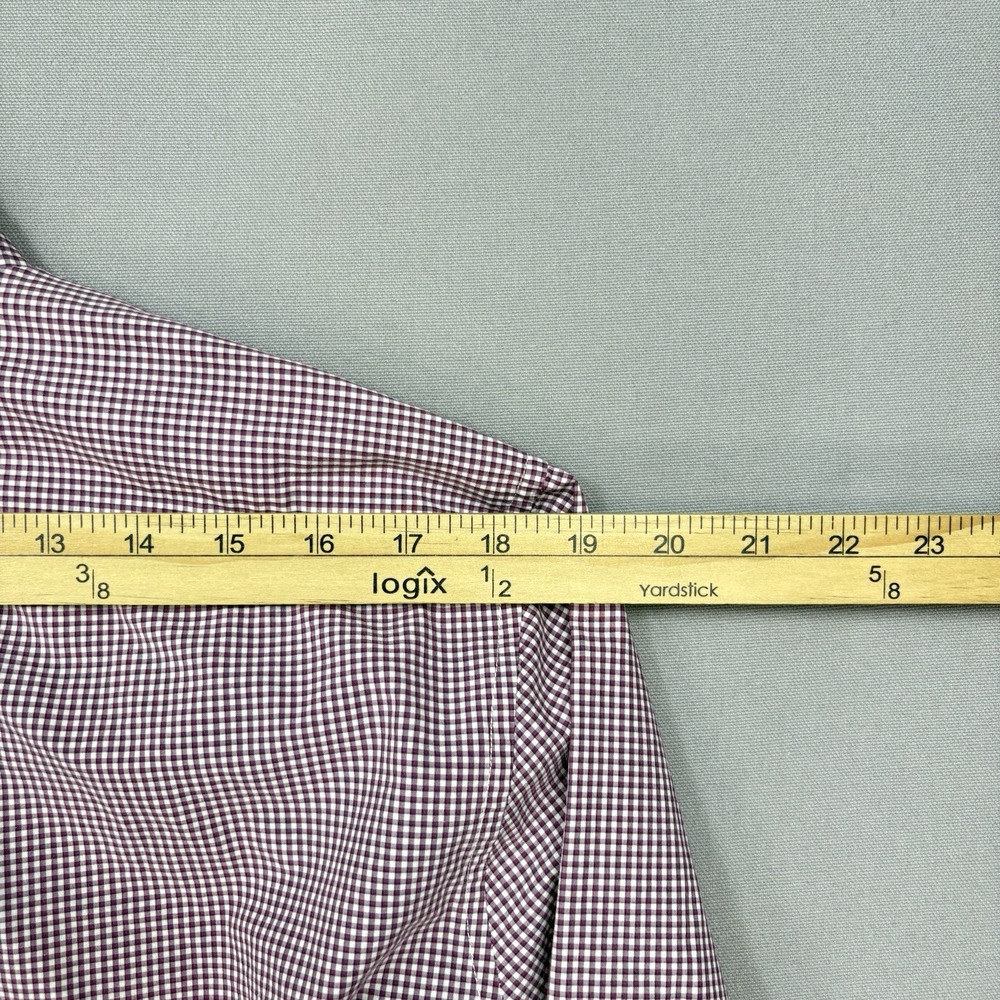 Burberry Brit Button Down Shirt Mens XL Burgundy Gingham Embroidered Logo Pocket - Picture 10 of 16